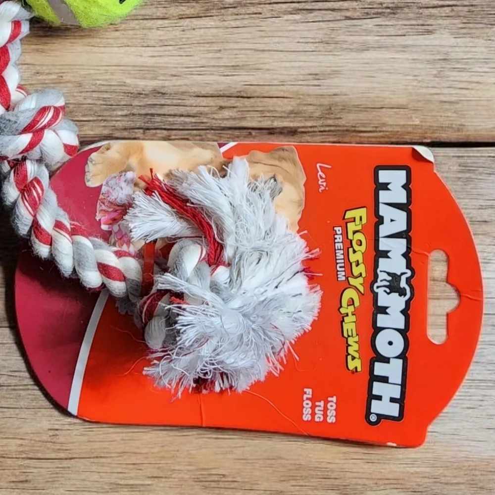 Mammoth Flossy Chews Rope Toy with Tennis Ball